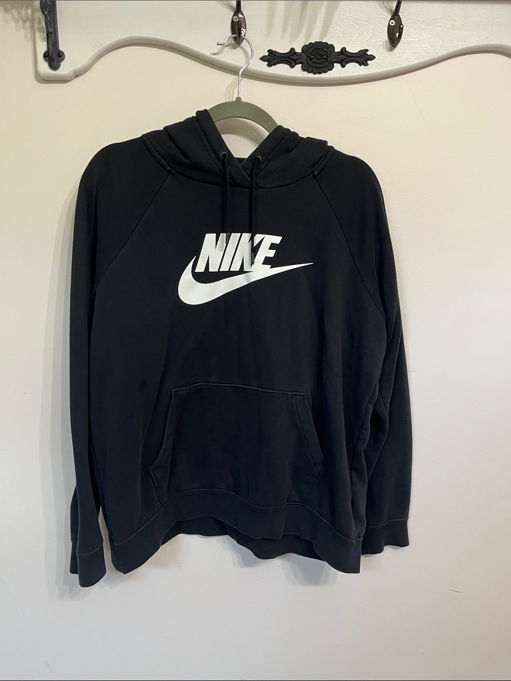 Nike Black Pullover Hoodie with White Swoosh